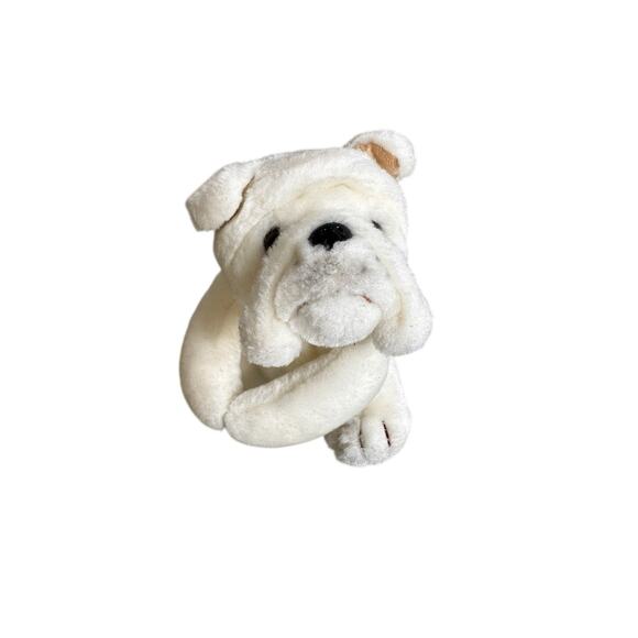 Small White Bulldog Plush Cute Dog Stuffed Animal Soft - Picture 1 of 5